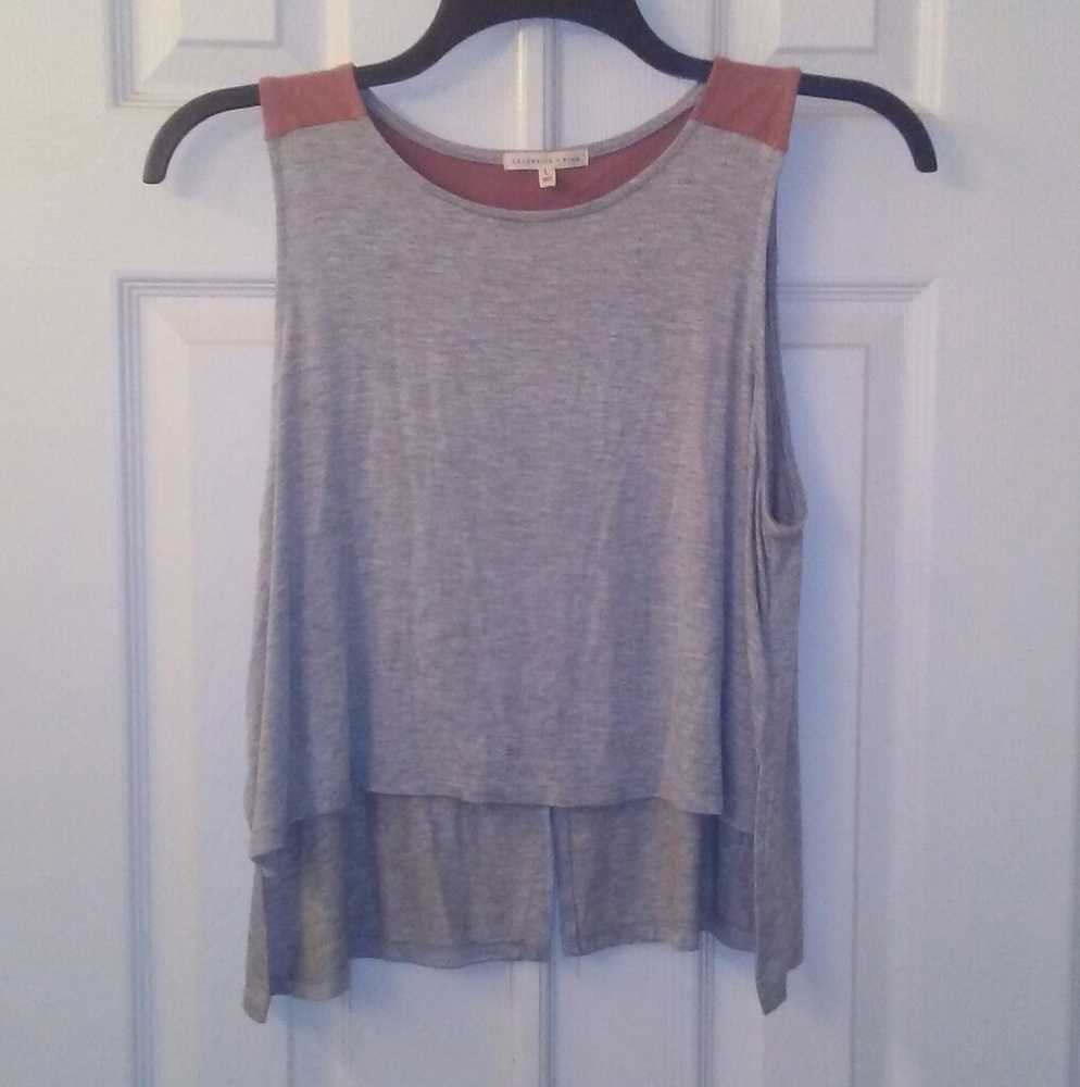 Celebrity pink suede like shoulder tank
